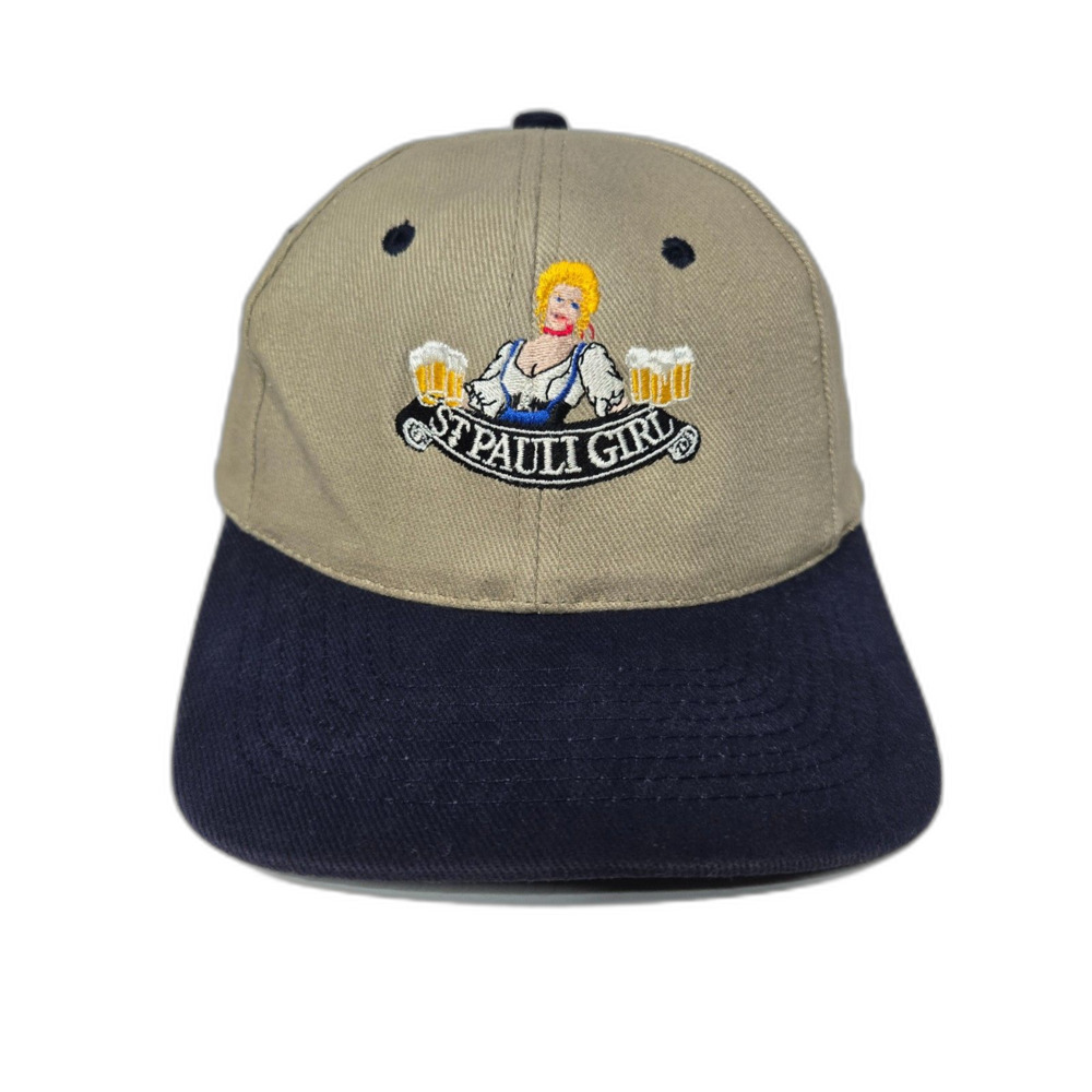 Vintage St. Pauli Girl Beer Snapback Hat | KC Headwear Tan Cap - Picture 1 of 9